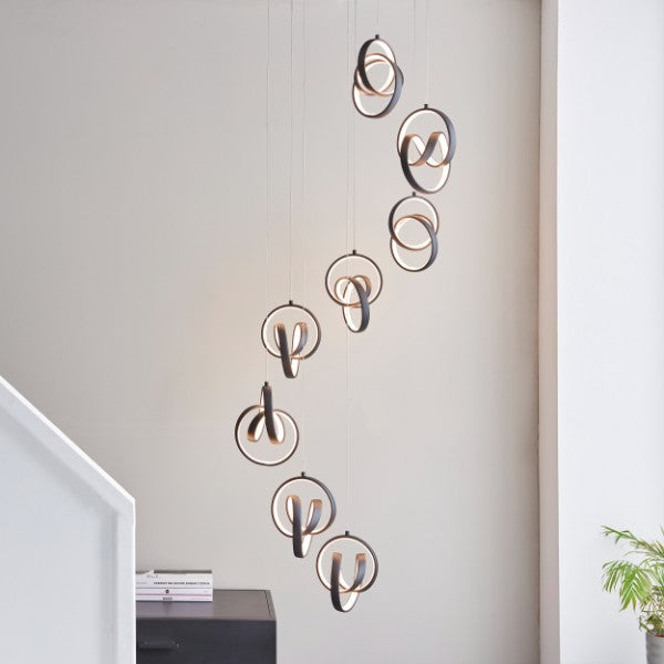 Cosma 8 Light Matt Black LED Multidrop Pendant Ceiling Light