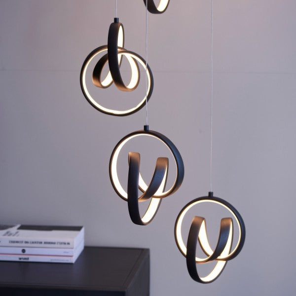 Cosma 8 Light Matt Black LED Multidrop Pendant Ceiling Light