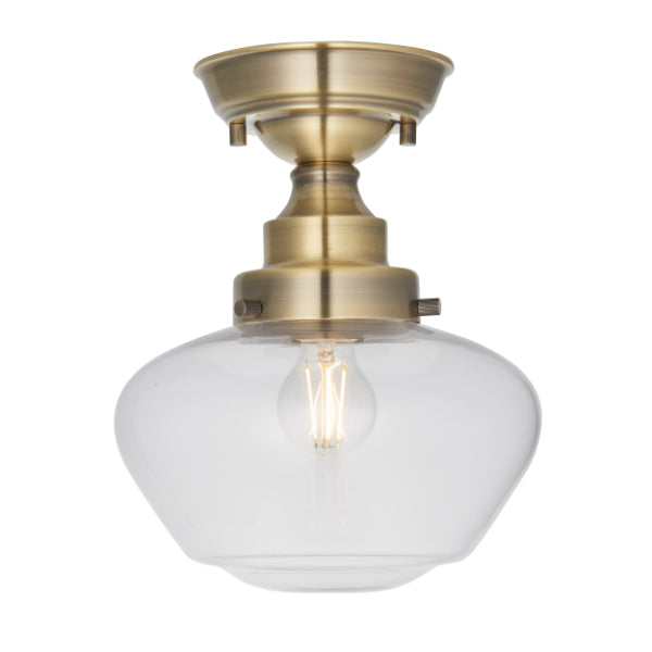 Anri Semi Flush Antique Brass Ceiling Light