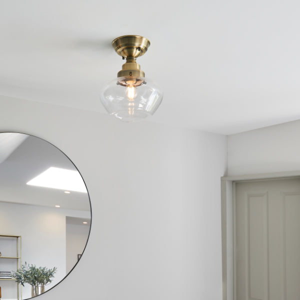 Anri Semi Flush Antique Brass Ceiling Light