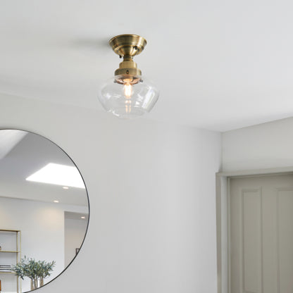 Anri Semi Flush Antique Brass Ceiling Light