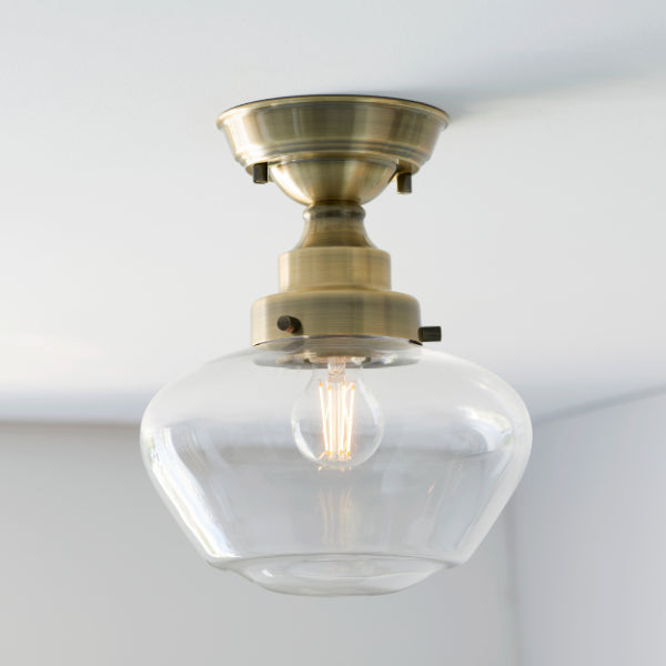 Anri Semi Flush Antique Brass Ceiling Light