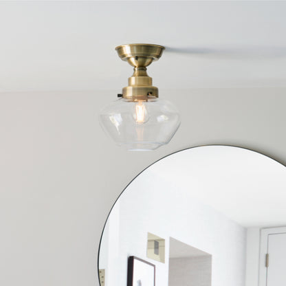 Anri Semi Flush Antique Brass Ceiling Light