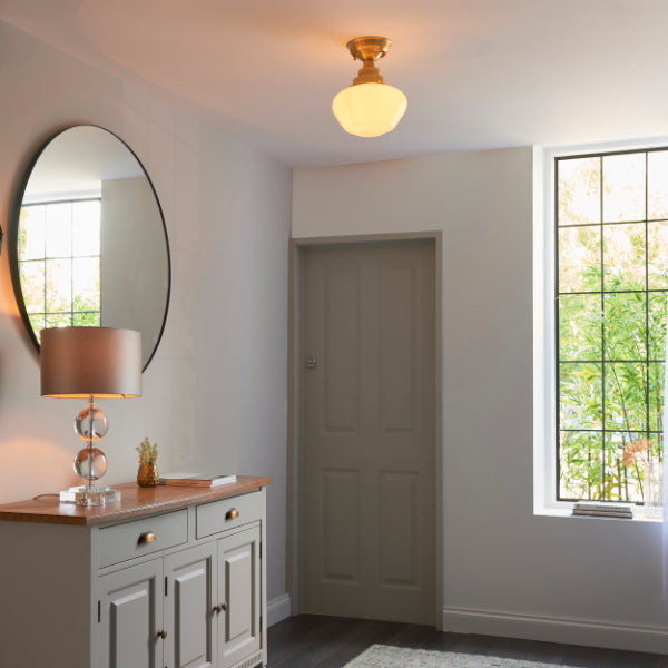 Anri Satin Brass Semi Flush Ceiling Light