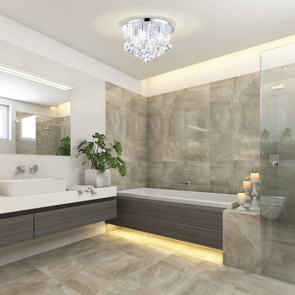 Almonte 8 Light LED IP44 Crystal Semi Flush Ceiling Light