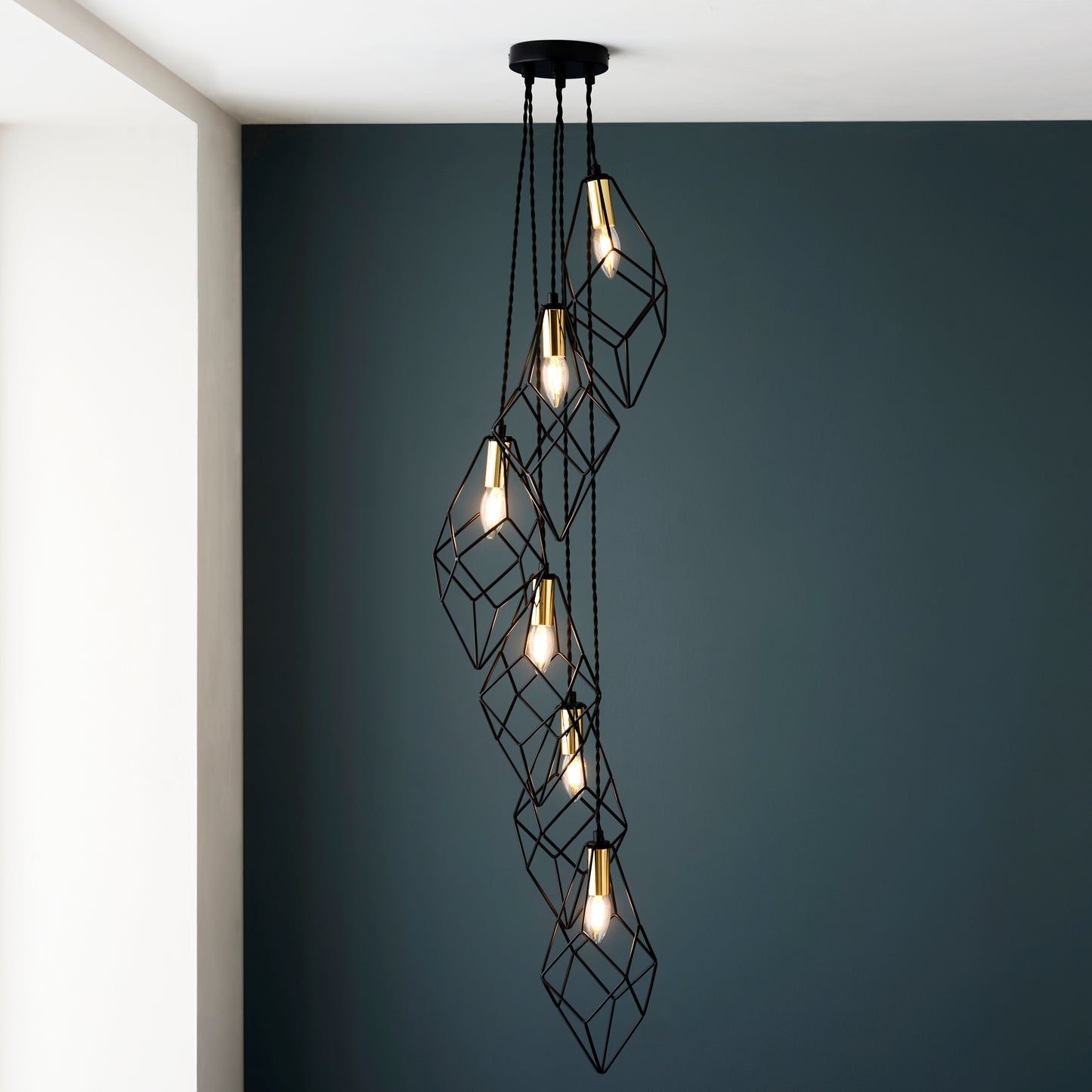 Jaxon Black 6 Light Geometric ceiling Pendant