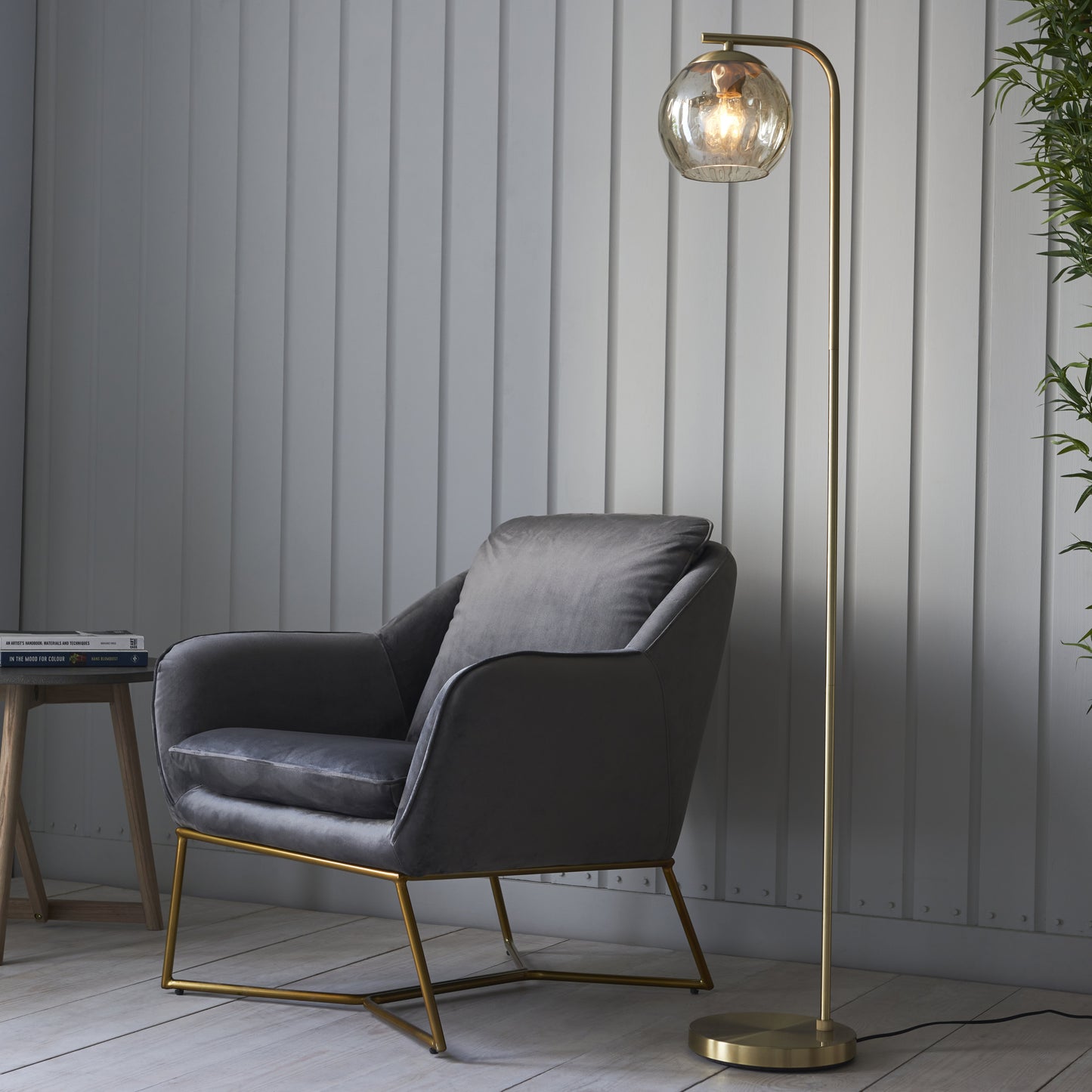 Dimple 1 Light Floor Lamp Brushed Gold