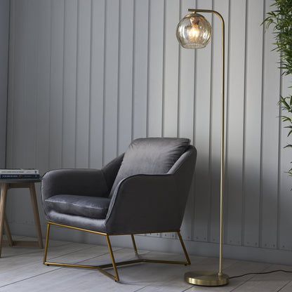 Dimple 1 Light Floor Lamp Brushed Gold