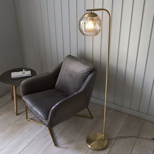 Dimple 1 Light Floor Lamp Brushed Gold