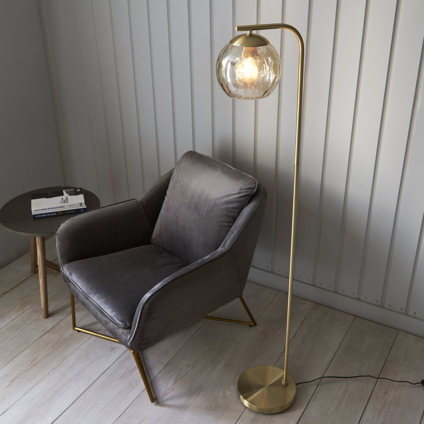 Dimple 1 Light Floor Lamp Brushed Gold