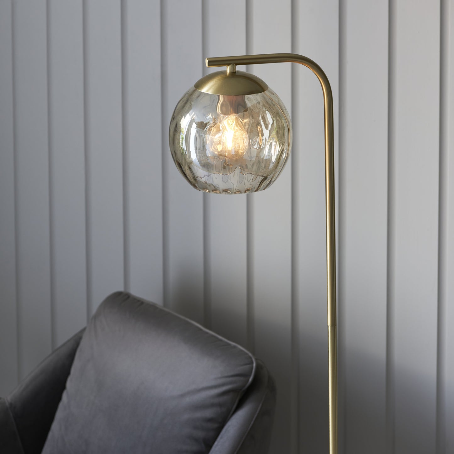 Dimple 1 Light Floor Lamp Brushed Gold
