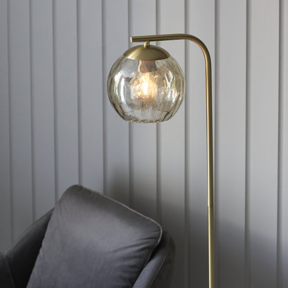 Dimple 1 Light Floor Lamp Brushed Gold