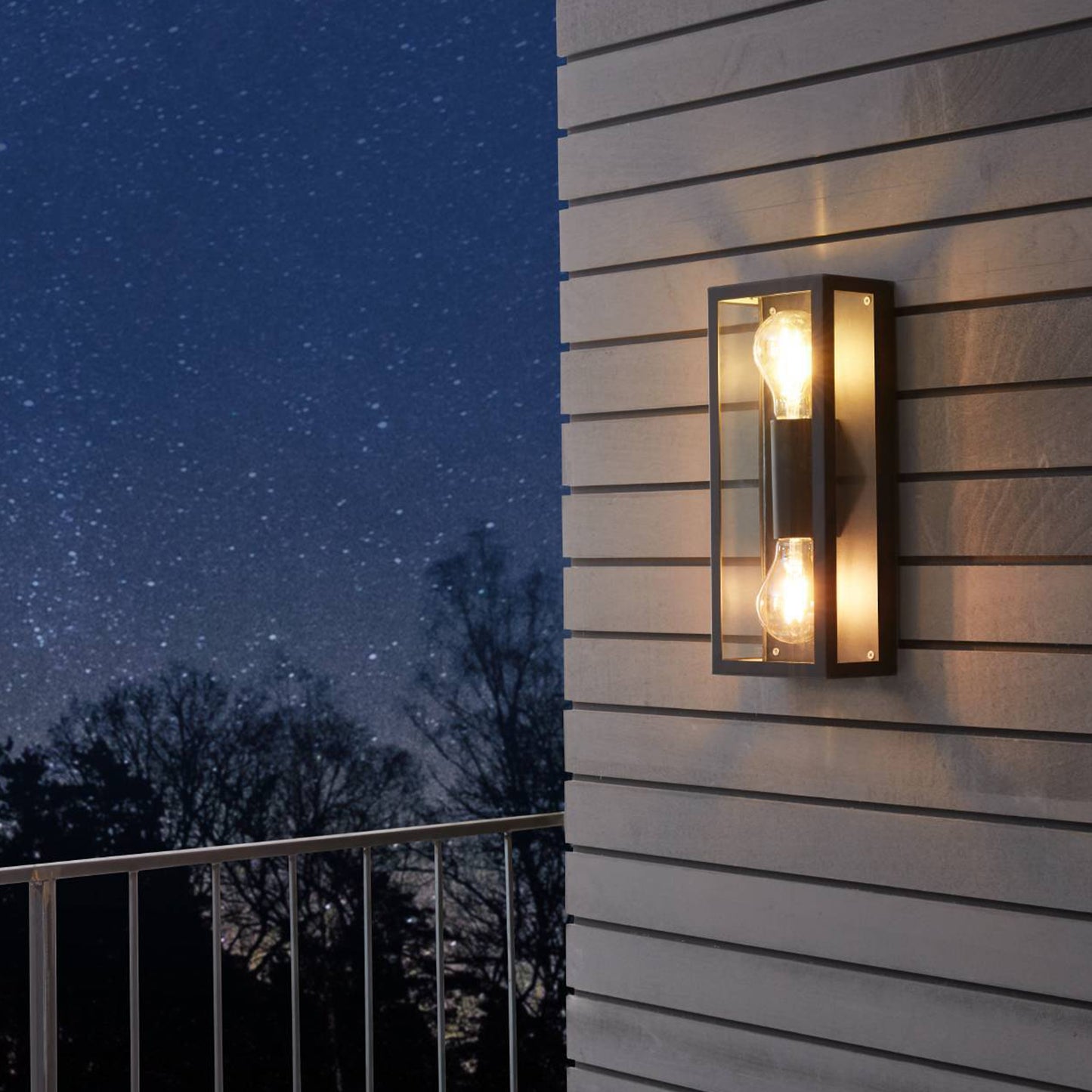 Alamonte 2-Light Black Outdoor Wall Light