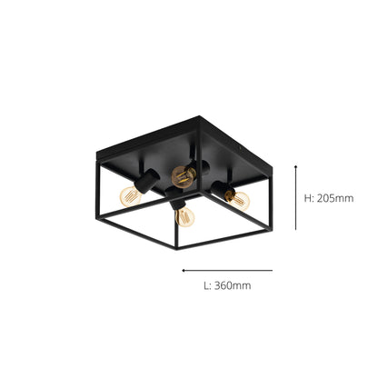 Silentina 4-Light Black Flush Ceiling Light