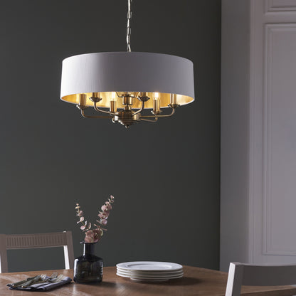 Highclere 6 Light Pendant Antique Brass