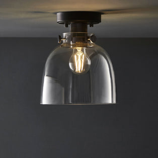 Urban Matte Black & Glass Flush Ceiling Light