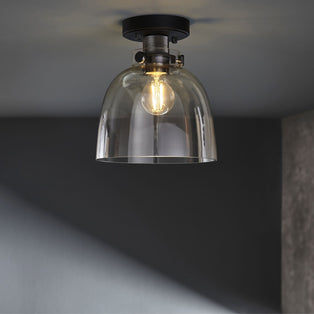 Urban Matte Black & Glass Flush Ceiling Light