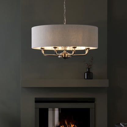 Highclere 8 Light Pendant Brushed Chrome