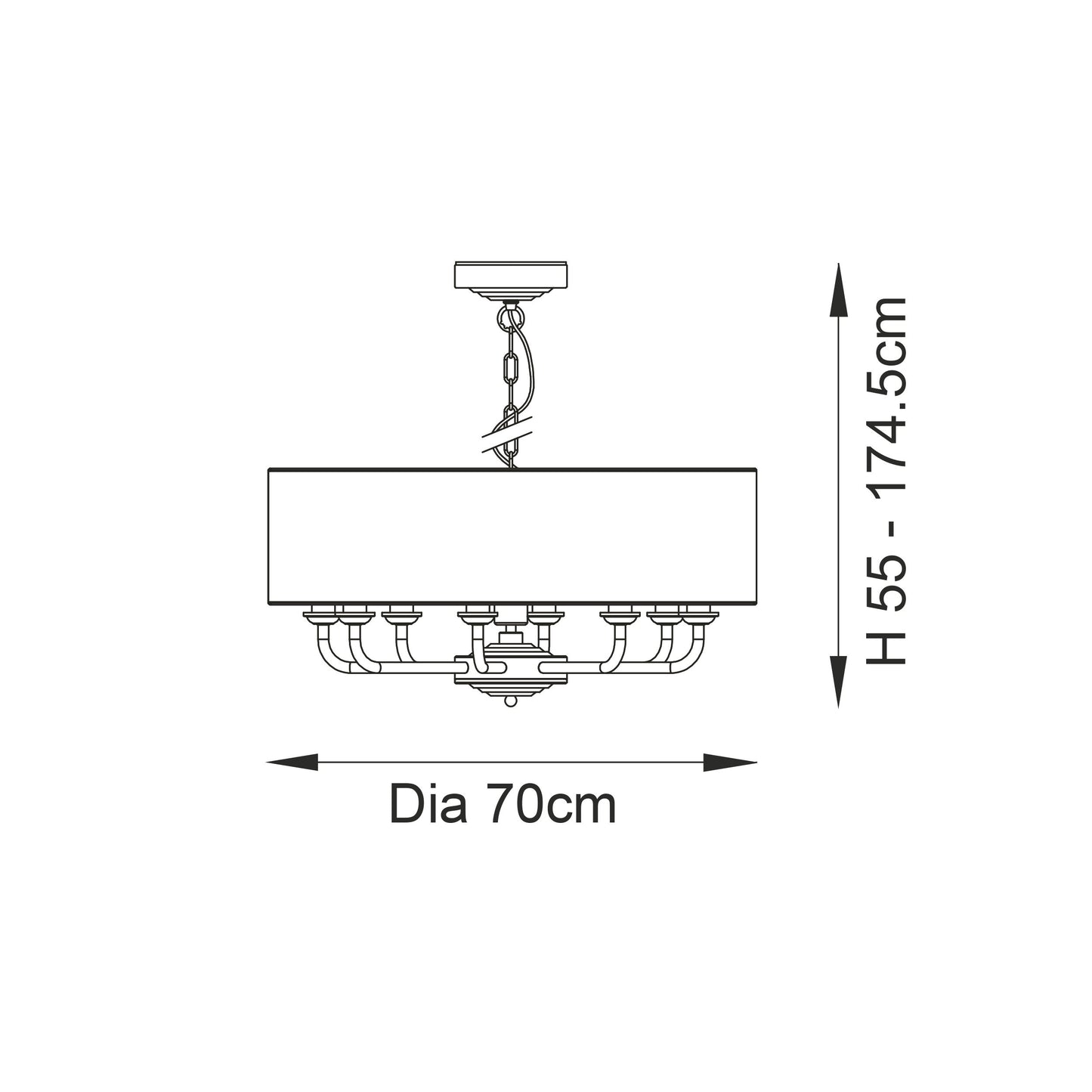 Highclere 8 Light Pendant Brushed Chrome