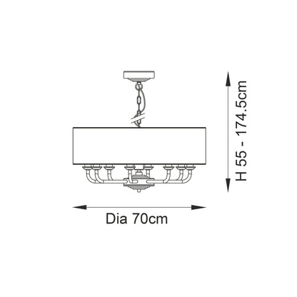 Highclere 8 Light Pendant Brushed Chrome