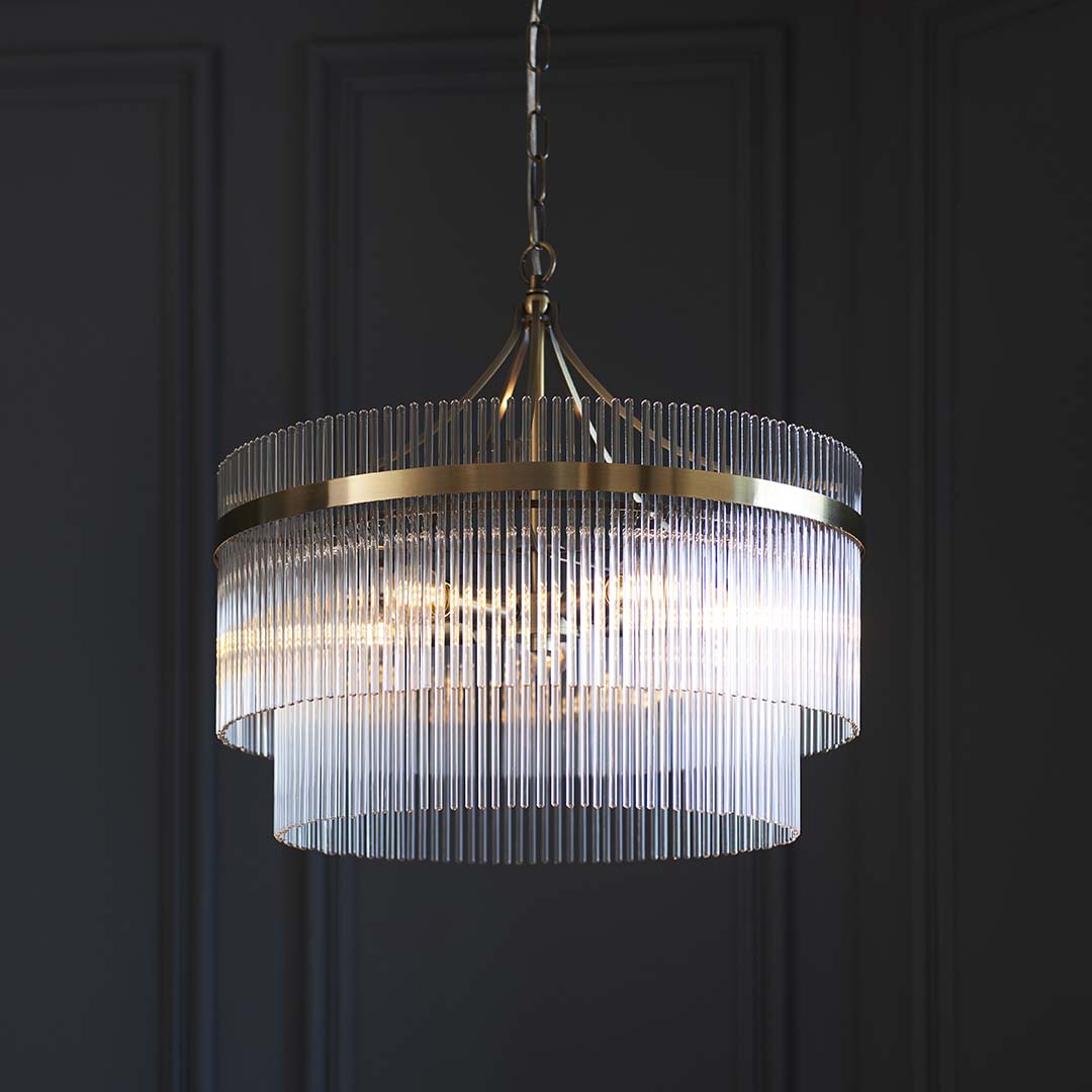 Marietta 5 Light Antique Brass Pendant Ceiling Light
