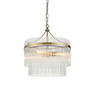Marietta 3 Light Antique Brass & Glass Pendant Ceiling Light