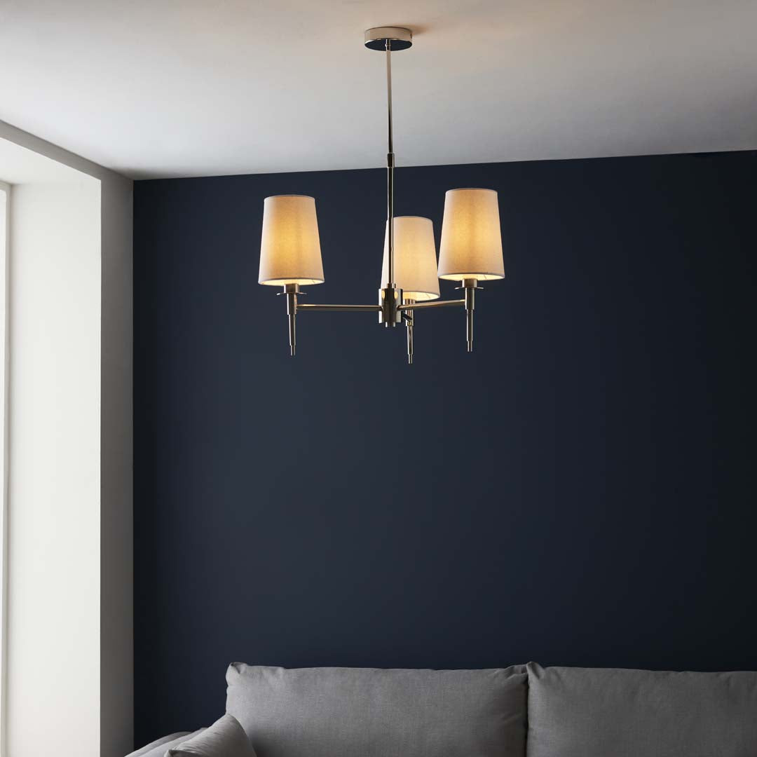 Obasi 3-Light Satin Nickel Shaded Chandelier