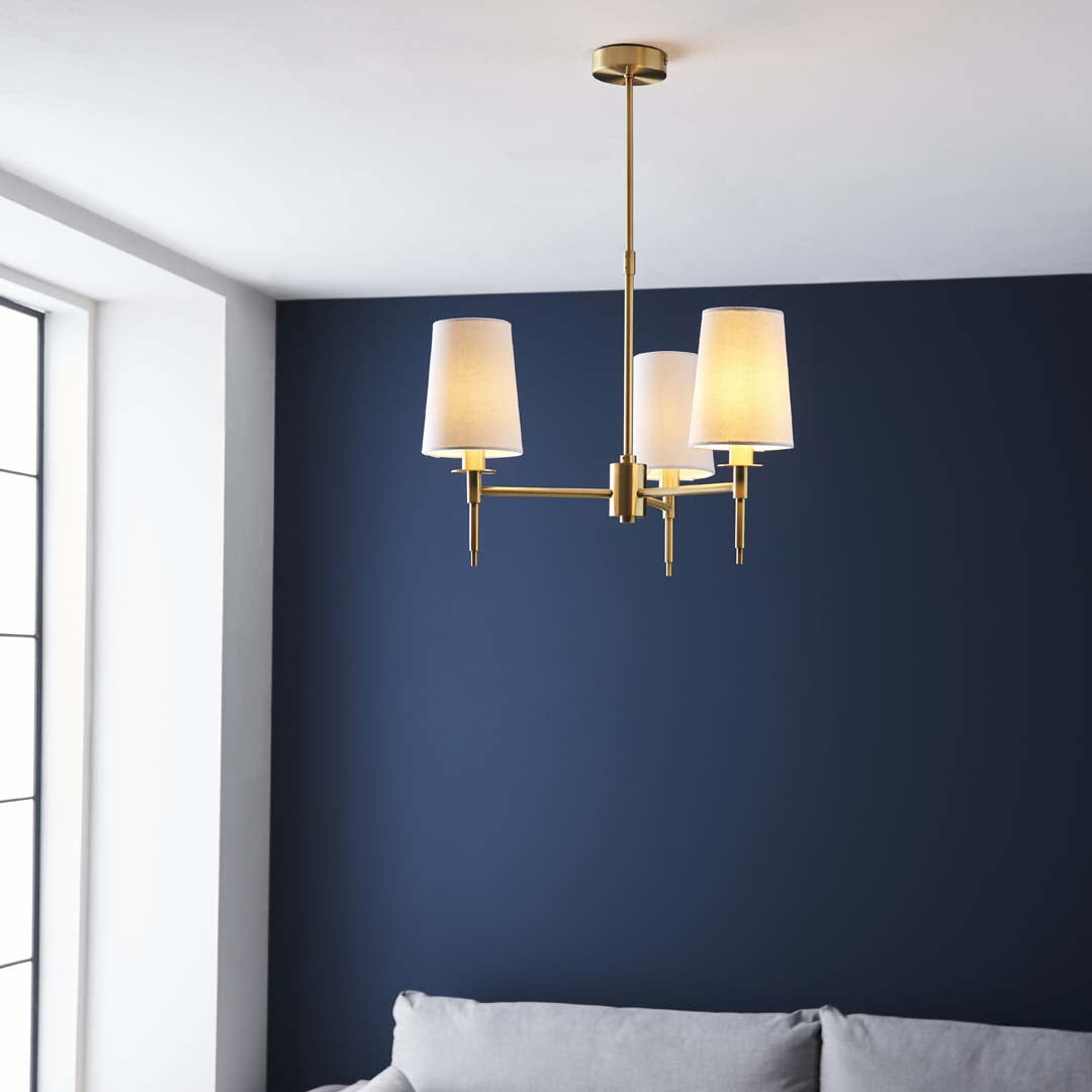 Obasi 3-Light Satin Brass Shaded Chandelier