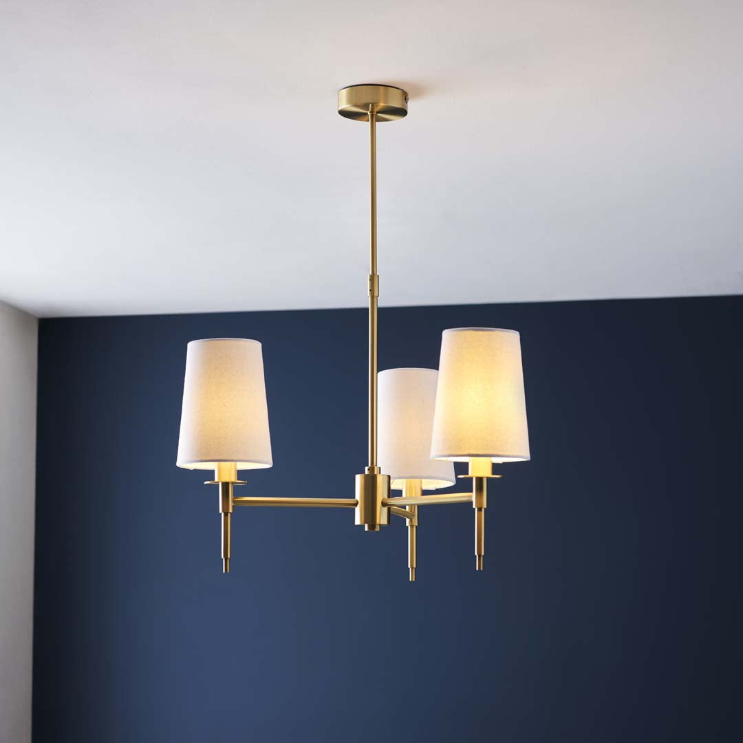 Obasi 3-Light Satin Brass Shaded Chandelier