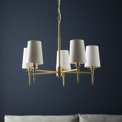 Obasi 5-Light Satin Brass Shaded Chandelier
