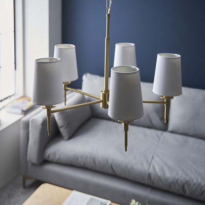 Obasi 5-Light Satin Brass Shaded Chandelier