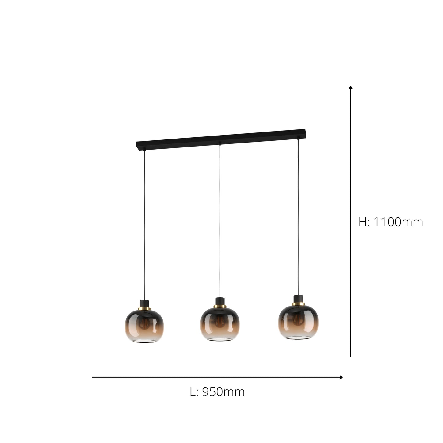 Oilella 3-Light Black & Brown Ceiling Pendant