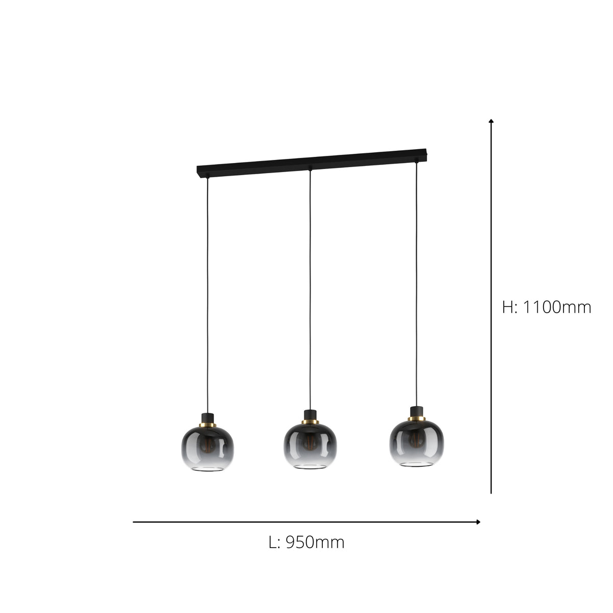 Oilella 3-Light Black & Grey Ceiling Pendant