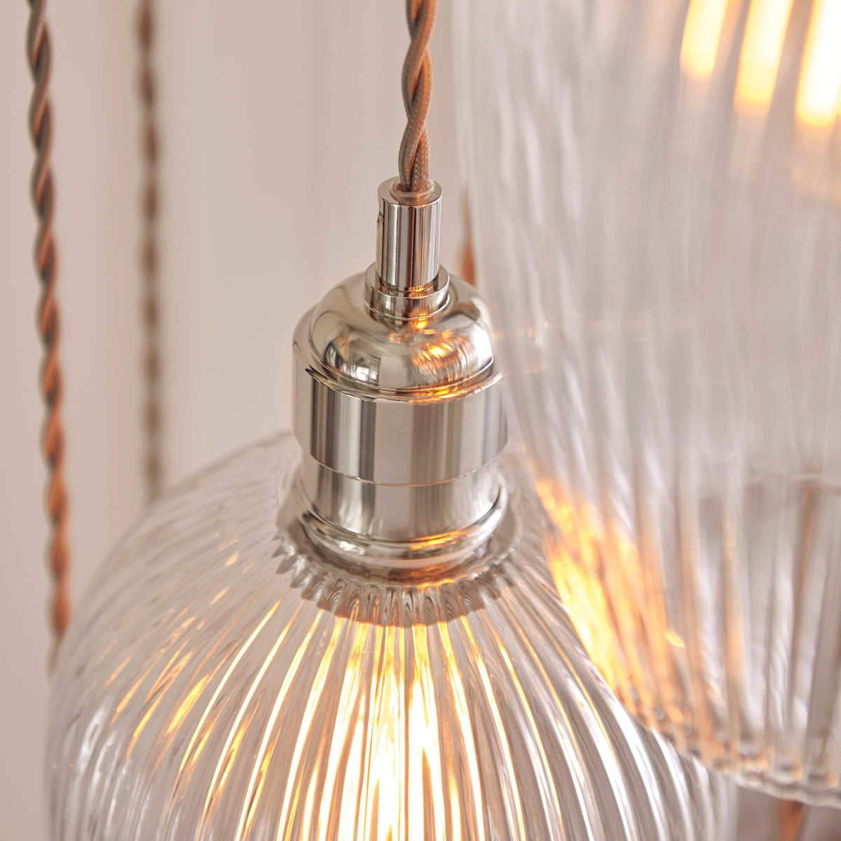 Stourton 13 Light Nickel & Ribbed Glass Cascade Pendant Light