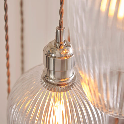 Stourton 13 Light Nickel & Ribbed Glass Cascade Pendant Light