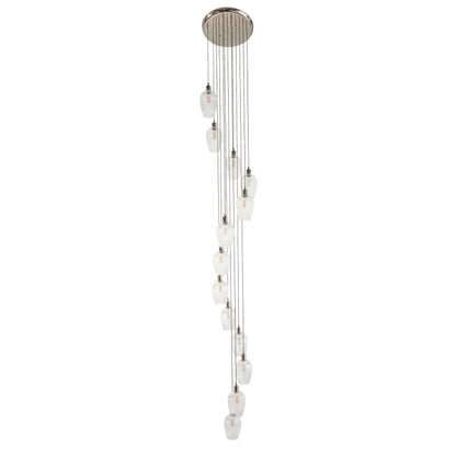 Stourton 13 Light Nickel & Ribbed Glass Cascade Pendant Light