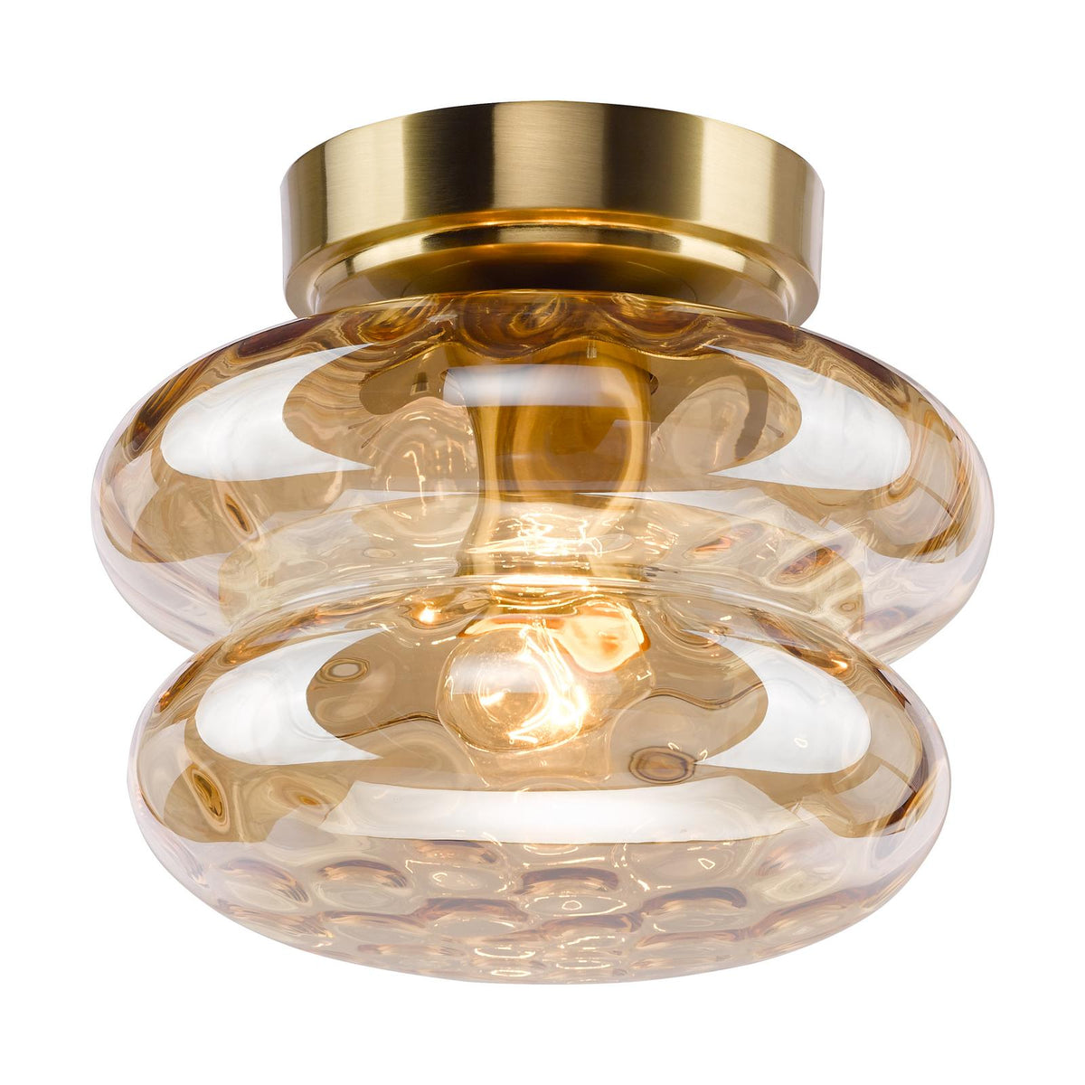 Alcella Natural Brass & Amber Dimpled Glass Wall/Ceiling Light