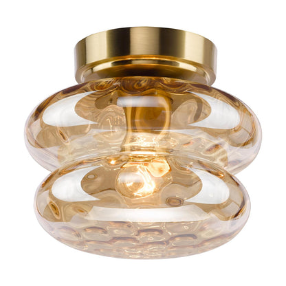 Alcella Natural Brass & Amber Dimpled Glass Wall/Ceiling Light