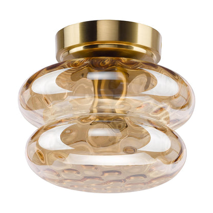Alcella Natural Brass & Amber Dimpled Glass Wall/Ceiling Light