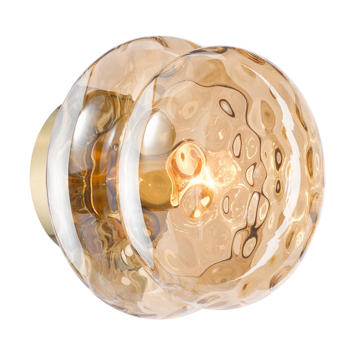 Alcella Natural Brass & Amber Dimpled Glass Wall/Ceiling Light