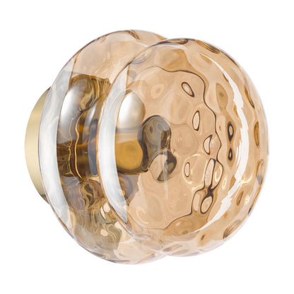 Alcella Natural Brass & Amber Dimpled Glass Wall/Ceiling Light