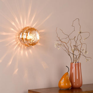Alcella Natural Brass & Amber Dimpled Glass Wall/Ceiling Light