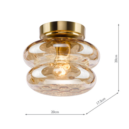 Alcella Natural Brass & Amber Dimpled Glass Wall/Ceiling Light