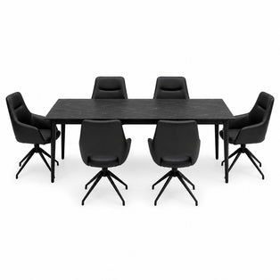Amalfi Black Table 1800mm 6 Ace Black Chairs