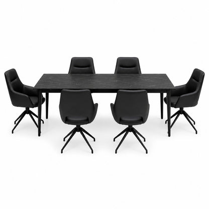 Amalfi Black Table 1800mm 6 Ace Black Chairs