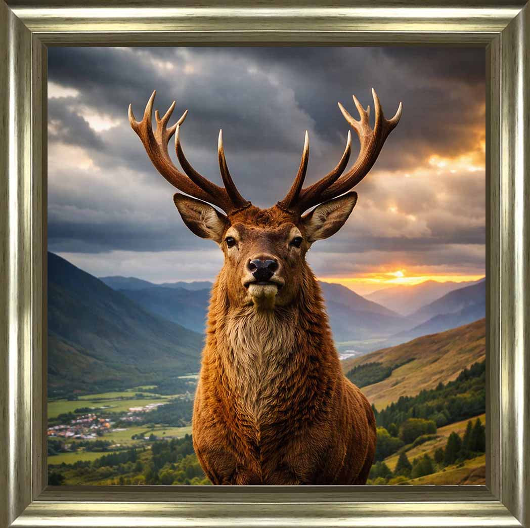 Head Of The Stags Framed Wall Art – 70 x 70cm