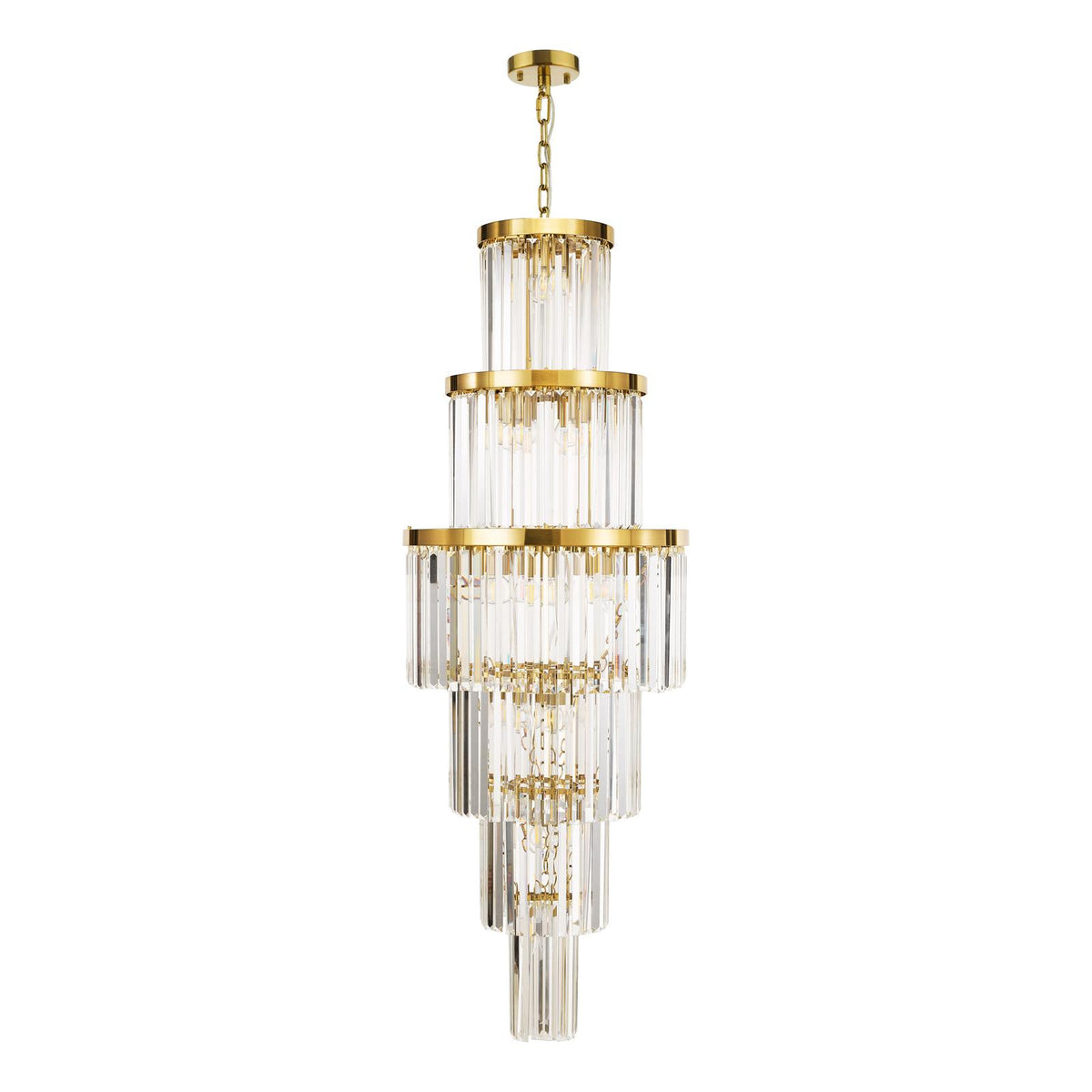 Angel 28 Light Chandelier Crystal and Antique Gold