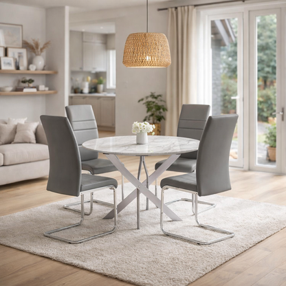 Capri 4-Seater Round Grey Dining Set