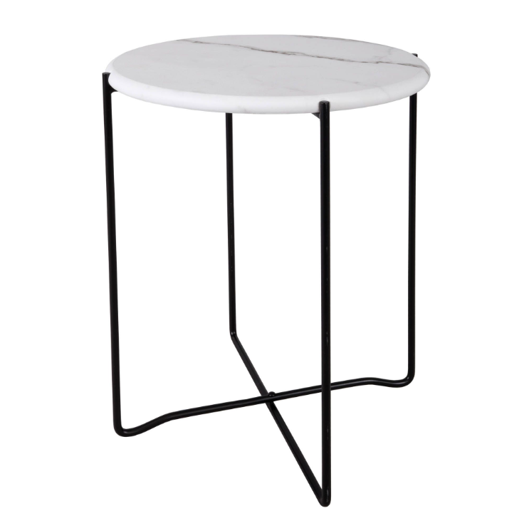 Azzate Marble Effect Folding White & Black Side Table