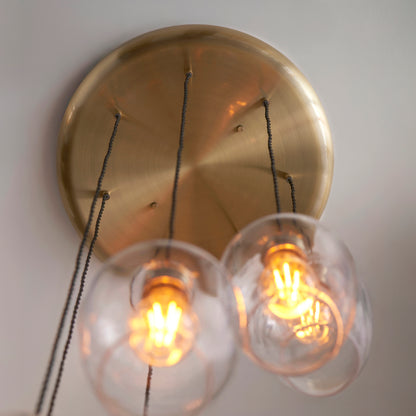Stourton 7 Light Antique Brass & Clear Glass Cascade Pendant Light